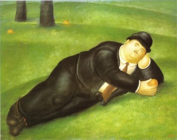 Artworks by 350 Famous Artists Painting - Man Reclining Fernando Botero